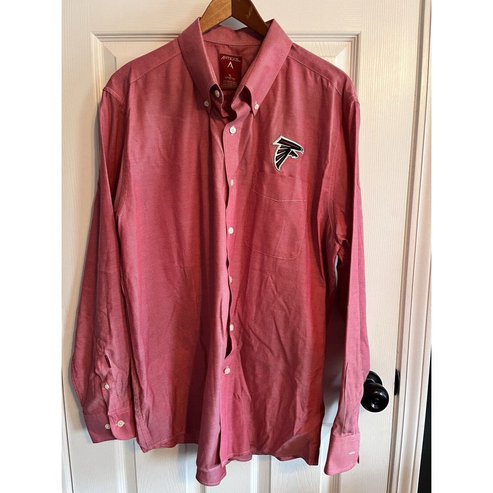 Antigua Atlanta Falcons Red Long Sleeve Button Down Shirt Mens XL - Picture 2 of 8